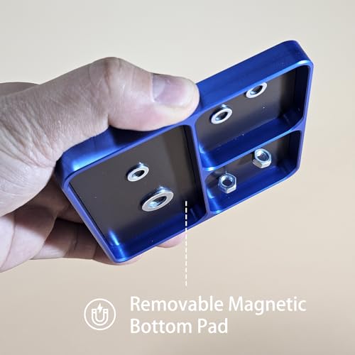Fafeicy Aluminum Magnetic Screw Tray for RC Cars, 4 Compartments Removable Magnet Pad with 10x10cm Metal Organizer for Screws Bolts Nuts Storage (Blue)