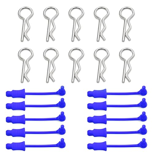 10Pcs RC Body Clips W/Pull Tabs R Pins Universal Shell Replacement Parts for 1/7 1/8 TRAXXAS ARRMA Axial Losi Redcat HPI Exceed Rc Car Crawler Truck Buggy Drone (Blue) - size: Blue