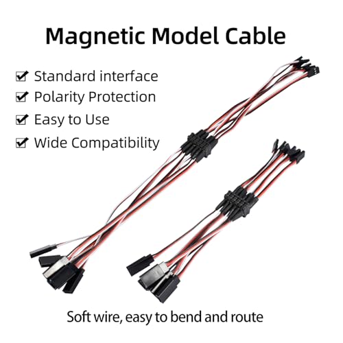 3-pin JR Plug Magnetic Snap-on Servo Extension Cable Wire Cord Female to Male RC Servo Extension Cord Wire Connectors for RC Models, Cars, Planes, Drones, DIY Projects (36CM*5 Pairs) - style: 36CM*5 Pairs