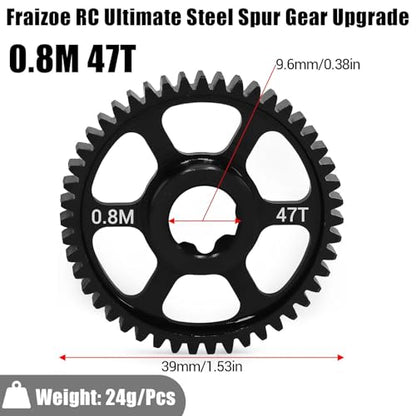 Upgrade Steel Spur Gear 0.8M 47T for Traxxas 1/16 Mini Maxx/Mini XRT, Medium Carbon Steel Differential Gear, Durable Metal Transmission Part, Replacement for 10756 - size: 47T