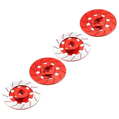 4PCS MORFUM RC Aluminum Alloy Hex Drift Wheels Rim Tires Hub Brake Disc Compatible with Sakura D4 AWD RWD 1/10 RC Drift Crawler Car Upgrade Parts (Red) - color: Red