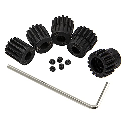 5Pack ShareGoo Steel 32P 5mm Pinion Gear Sets 13T 14T 15T 16T 17T fit 5mm Shaft Compatible with HPI Kyosho Losi Axial Traxxas Tamiya 1/8 1/10 RC Car Monster Truck Buggy