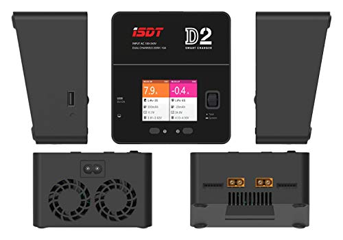 ISDT D2 MK2 lipo Battery Charger, AC 2x200W Dual Output Mode,Hobby Smart Lipo Charger Discharger for 1-6S Li-ion Life NiCd NiMH LiHV
