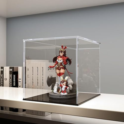 Acrylic Display Case for Collectibles and Toys, Versatile Clear Acrylic Display Box with Black Base for Action Figures and Souvenirs, 6-inch - size: 6"L x 6"W x 6"H