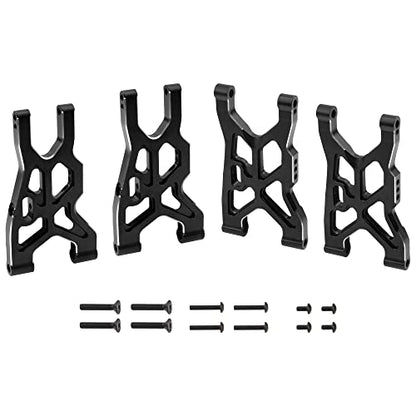 Metal Front & Rear Suspension Arms Set Upgrades Parts Compatible with Arrma 1/8 Infraction 4X4 MEGA/Vendetta 4X4 3S BLX RC Car (Black) - color: Black