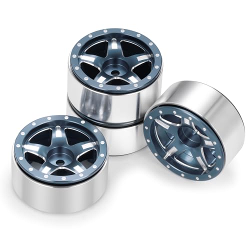 RCHUBAM 4PCS 1.3" Metal Beadlock Wheel Rim for SCX24 TRX4M RC Upgrade Parts | Aluminum Alloy Wheel Hub,RC Replacement Accessories,3 Color - color: Titanium Grey
