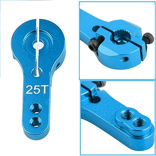 3PCS Vgoohobby 25T Aluminum Servo Horns Arms M3 Threads Metal Steering Arm Compatible with RC Car Truck Buggy Airplane,Blue