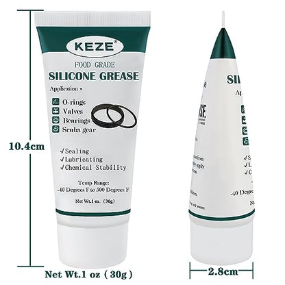 KEZE Silicone Grease Waterproof Food Grade Silicone Sealant Lubricant for Plumbers Valve Faucet O Rings 1 oz 3-Pack - size: 3 Pack (1oz)