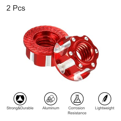 MECCANIXITY Hexagonal Nuts Aluminum M4 RC Wheel Carving Hex Nuts Dustproof Anti-Skid Mount Cap for 1/10 RC Model Car Trucks Off Road Car Upgraded Parts Pack of 2(Red) - color: Red