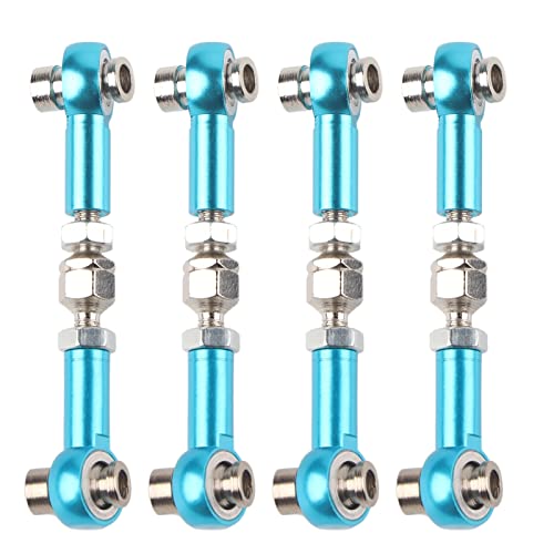 4Pcs Aluminum Alloy Steering Linkage Rods Upgrade Fit for HSP 94122 94123/10 RC Cars, Metal Arms Replacement Parts Red Blue - color: Blue