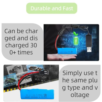 Rc Car Battery - 2 Pack 3.7V 1200mah Li-ion Batteries Rechargeable for Double Sided Rc Stunt Car RC Trucks Small RC Boat Remote Control Toy Cars E35 DE38 DE40 DE50 with USB