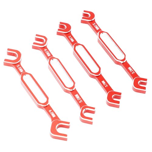 4PCS RC Car Wrenches, Aluminum Alloy Turnbuckle Nut Ball Joint Remover with 6.0mm Specifications, for RC Crawler Car Drift RV Repair and Maintenance (Red) - color: Red