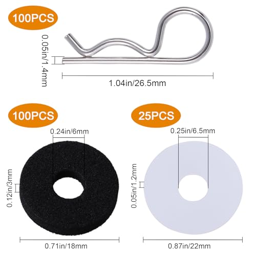 Hobbypark RC Body Clips (100) & Foam Body Washers(100) Nylon Body Washers(25) for Traxxas 1/10 Scale RC Cars Trucks, Replacement of 1834 1815 (Set of 225)