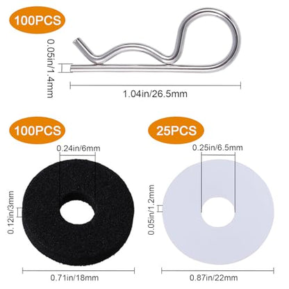 Hobbypark RC Body Clips (100) & Foam Body Washers(100) Nylon Body Washers(25) for Traxxas 1/10 Scale RC Cars Trucks, Replacement of 1834 1815 (Set of 225)