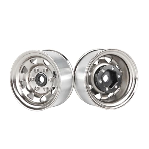 4PCS 1.55 inch Metal Beadlock Wheel Hub RC Car Aluminum Alloy Wheel Rim for 1/10 RC Crawler Car for Axial 90069 D90 TF2 Tamiya CC01 CC02 LC70 LC80 MST(Silver) - color: Silver