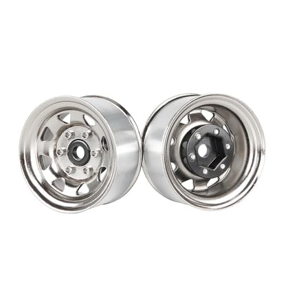 4PCS 1.55 inch Metal Beadlock Wheel Hub RC Car Aluminum Alloy Wheel Rim for 1/10 RC Crawler Car for Axial 90069 D90 TF2 Tamiya CC01 CC02 LC70 LC80 MST(Silver) - color: Silver