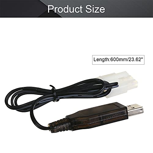 Bettomshin 2Pcs L6.2-3P USB Charging Cable for RC Car 9.6V 200mA Ni-MH Ni-CD Battery