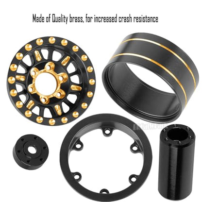 1.0 Beadlock Wheel Rims with Adjustable Offset for 1/18 Trx4m,1/24 SCX24 RC Crawler Car,RC Brass 1.0" Dually Beadlock Wheels Rims,RC Truck 7mm Hex Wheels Rims,4pcs