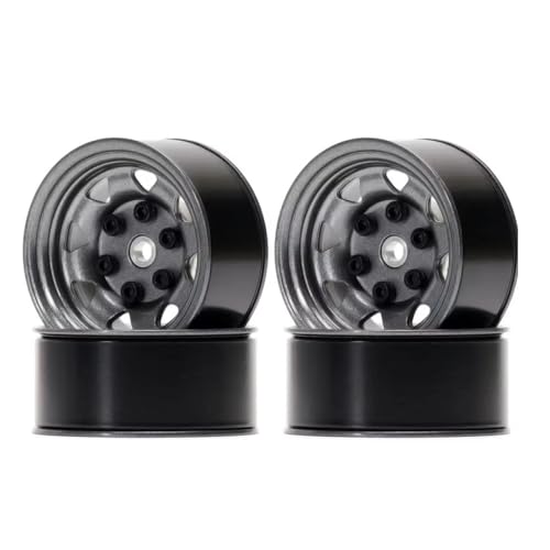 4PCS 1.55 inch Metal Beadlock Wheel Hub RC Car Aluminum Alloy Wheel Rim Compatible with 1/10 RC Crawler Car Model D90 TF2 Tamiya CC01 CC02 LC70 LC80 (Grey) - color: Grey