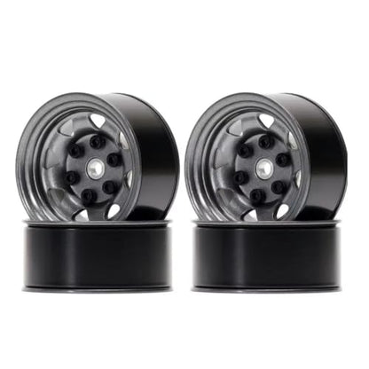 4PCS 1.55 inch Metal Beadlock Wheel Hub RC Car Aluminum Alloy Wheel Rim Compatible with 1/10 RC Crawler Car Model D90 TF2 Tamiya CC01 CC02 LC70 LC80 (Grey) - color: Grey