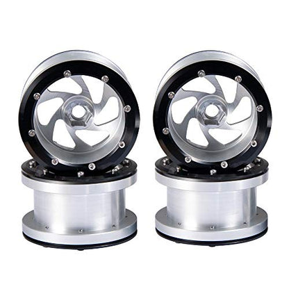 2.2 inch RC Beadlock Wheels Rims Aluminum Metal for 1/10 RC Crawler Car Axial Wraith 90018/90048 -Pack of 4pcs