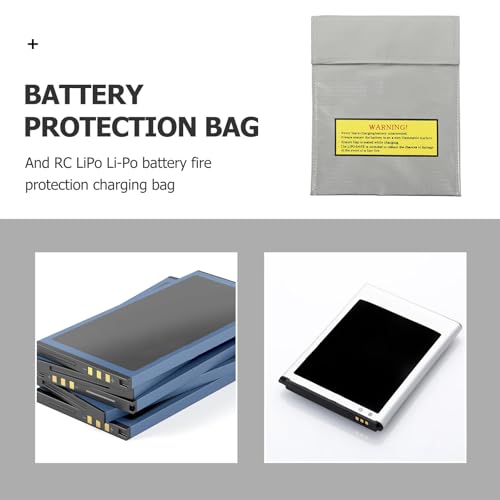 Sewroro Lipo Battery Fireproof Bag Rc Battery Safety Charge Pouch Fire-Resistant Storage Sack for Charging and Storing Lipo Packs Protects Workshop Home and Family 9.05X7.08In