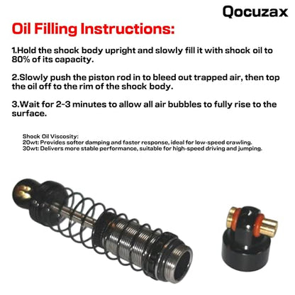 1/24 RC Crawler Shocks Upgrade Kit, 40mm Big Bore Oil Shock Absorber Damper for SCX24 FCX24M, Aluminum Brass Lightweight Replacement Parts