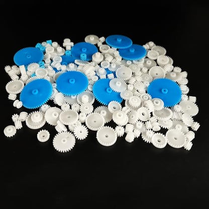 200PCS Module 0.5 Plastic Gear Single Gear Spindle Gear Small Motor Gears for DC Motor RC Car Robot DIY Model Toy Parts (White,Blue) - color: White,Blue