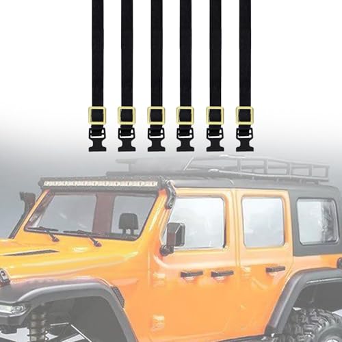 kowaku 6 Pieces Roof Rack Luggage Rope RC Crawler Accessories Roof Rack Strap RC Car Roof Rack Elastic Straps Flexible Adjustment Suitable for Remote, Black