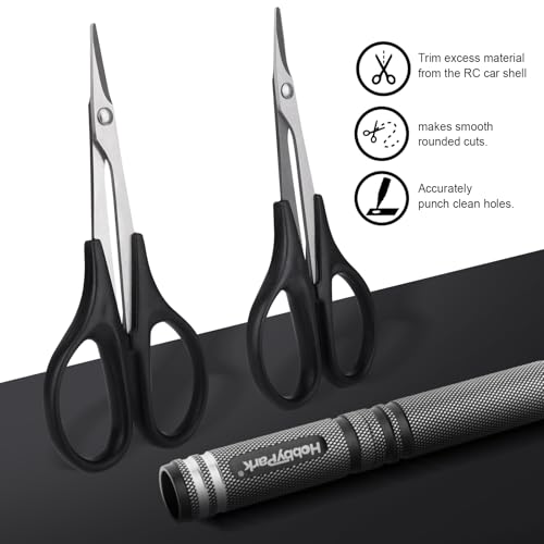RC Hex Bits Set 1.5/2.0/2.5/3.0mm & RC Body Reamer 0-14mm Hole Puncher & Curved Scissors and Straight Scissor for RC Car Quadcopter Airplane Helicopter Boat Tool
