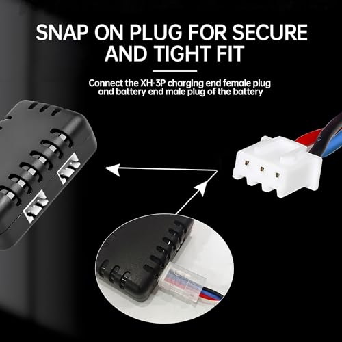 2S 7.4V 1-to-2 Charger with XH-3P Connector Plug for AX24 SCX24 FCX24 UTB18 SCX24 RC Cars and Trucks, for 7.4V 2S Lithium Batteries, Drones, Quadcopters, and Ships LiPO Batteries