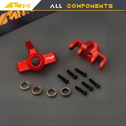 Steering Knuckles Caster Blocks & Ball Bearing Front Hub Carrier Kit for 1/16 H16BM H16PL H16GT H16DR 16207 16208 16209 16210 Series Upgrades Part Red - color: Red