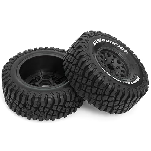 1/8 1/10 RC Short Course Truck Tires 4.96" OD Monster Truck Tires 12/14/17mm Hex Fit for 1:8 Off Road Truck Car Traxxas Slash 2WD 4×4 Rc4wd Arrma Mojave4S Senton Axial Losi Redcat (Black) - color: Black