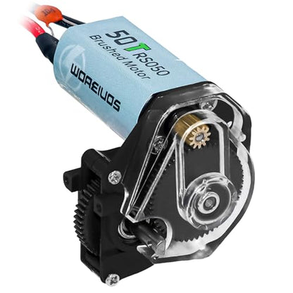 050 50T Brushed Motor with Transparent Acrylic Aluminum Alloy Transmission Gearbox for 1/24 RC Crawler SCX24 AX24 Upgrade(Black) - color: Black