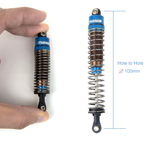 1/10 100mm RC Oil filled Shock Absorbers kit for Tamiya Bullhead SuperClod Buster TRX4 Axial SCX10 D90 Crawler Truck Car Upgrades Replace Parts (Blue) - color: Blue