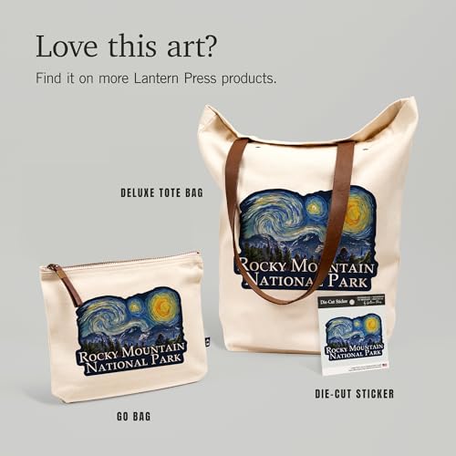 Lantern Press Sticker Rocky Mountain National Park, Starry Night National Park Series, Die Cut Vinyl, (Waterproof Decal for Cars, Water Bottles, Laptops, Coolers), Small - size: Small Sticker