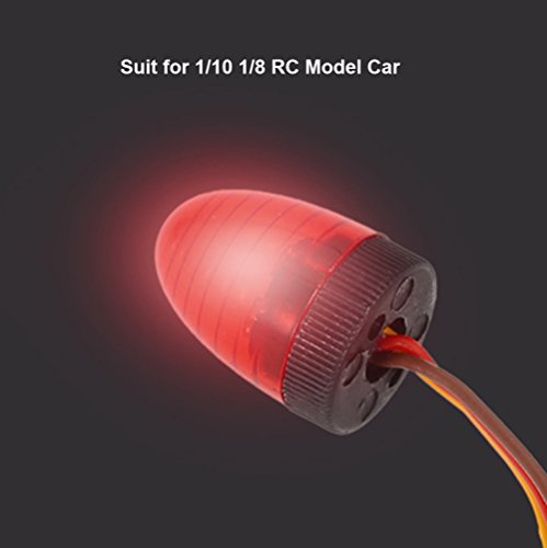 5 Modes Ultra Bright LED Lights Rotating Flashing Police Lamp for 1/8 1/10 RC Mode Crawler Truck Short Course Car CC01 D90 SCX10 4WD (Red) - color: Red