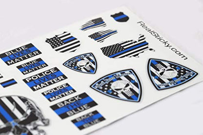 1:10 Scale Police Thin Blue Line RC Sticker Sheet – 33 Die-Cut Vinyl Decals for RC Cars, Trucks & Dioramas