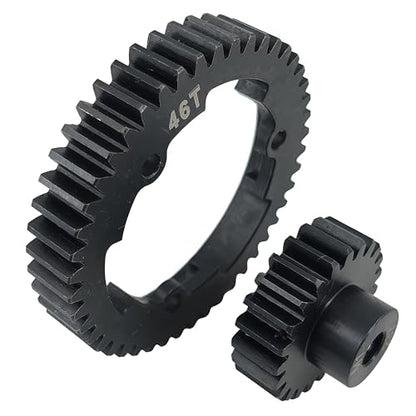 Hardened Steel 1.0 Mod Spur Gear with 23T Pinion for X-Maxx Maxx E-Revo (46T) | 1/5 Scale,1/7 XO-1,1/10 Maxx,E-Revo 2.0 VXL,Heavy Duty,Upgrade Parts,6449 Compatible,High Strength - style: 46T