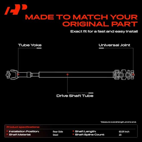 A-Premium Rear Drive Shaft Driveshaft Assembly Compatible with Toyota | for 4Runner 1996 1997 1998 1999 2000 2001 2002 V6 3.4L, [Automatic Transmission, RWD, 60.91" Length], Replace# 371103D070 - style: Fit 1996-2002 4Runner 3.4L RWD, Auto Trans