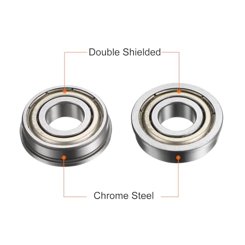 uxcell F6001ZZ Flanged Ball Bearing, 10pcs 12x28x8mm Chrome Steel Double Shielded ABEC1 Flange Bearings - size: 12x28x8mm