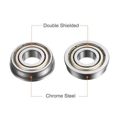 uxcell F6001ZZ Flanged Ball Bearing, 10pcs 12x28x8mm Chrome Steel Double Shielded ABEC1 Flange Bearings - size: 12x28x8mm