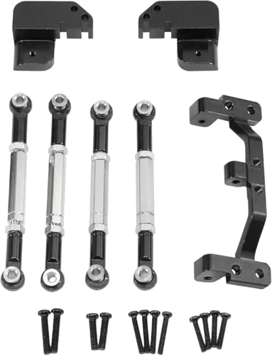 Rear Axle Leaf Spring Upgrade Four-Link Bracket Kit for 1/12 MN82 MN82S MN82PRO MN82T LC79 RC Assortment (Black) - color: Black
