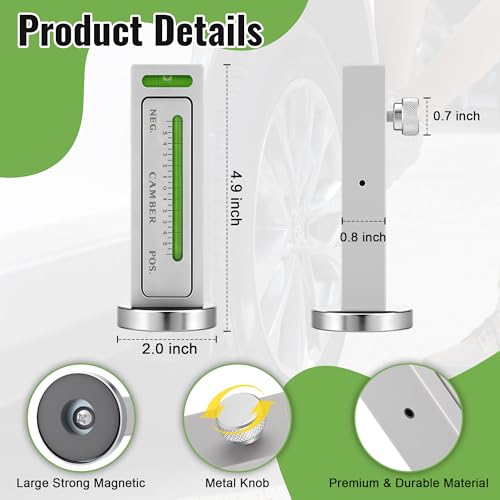 HooLing 2 Pack Adjustable Magnetic Camber Alignment Tool | Universal Camber Caster Gauge, Caster Pillar & Wheel Alignment Tool with Magnetic Base for Car Truck SUV RV Auto Tire Repair