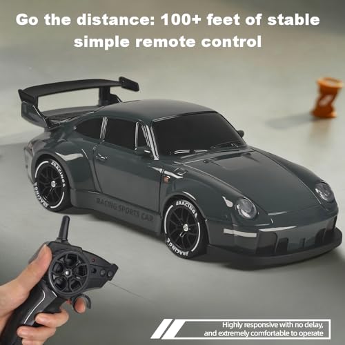 1:24 Scale RC Drift Car with LED Lights, 25km/h 4WD High Speed, Dual Batteries 50+ Min Play, 2.4GHz Remote Control, Multi-Surface Drift Tires, Racing Toy Vehicle for Adults Boys Girls, Silent Partner - color: 1:24 Silent Partner