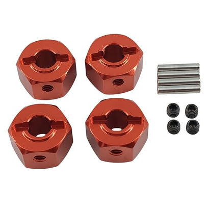 12mm Aluminum Wheel Hex Hub Adapter for 1/10 Mini Maxx RC Car (Red) | Alloy,3654,Upgrade Parts,CNC Machined,High Strength,Precision Fit,Wear Resistant,Easy Installation - color: Red