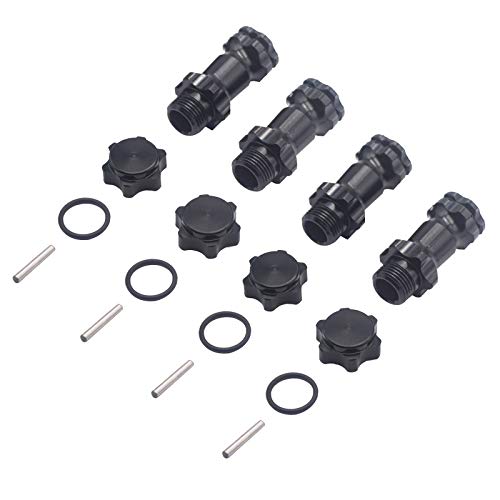 4Pack ShareGoo Aluminum 17mm Wheel Hex Hub 30mm Extension Adapter Drive Hub with 12mm Anti-Dust Cap Compatible with HPI HSP Axial Traxxas Himoto 1/8 RC Car Buggy Monster Truck