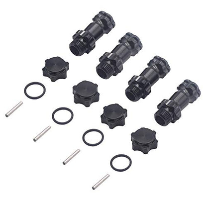 4Pack ShareGoo Aluminum 17mm Wheel Hex Hub 30mm Extension Adapter Drive Hub with 12mm Anti-Dust Cap Compatible with HPI HSP Axial Traxxas Himoto 1/8 RC Car Buggy Monster Truck