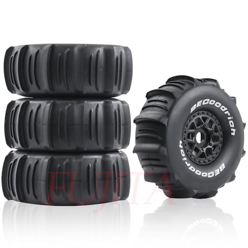 fujita 1/7 1/8 RC Off-Road Truck tyre Set Desert Beach Snow tyre 140mm OD for TRX UDR 85086-4 ARRMA Mojave EXB YK4072 4073 YKDF7 TB7 /17mm hex (Black) - color: Black