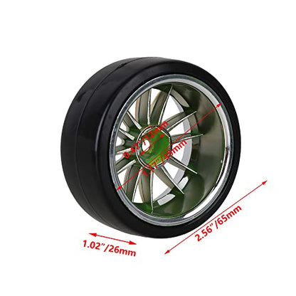 Mxfans 4PCS RC1/10 On Road Car Drift Smooth Wheel Tires & Plastic Plating Golden 12-Spoke Wheel Rims